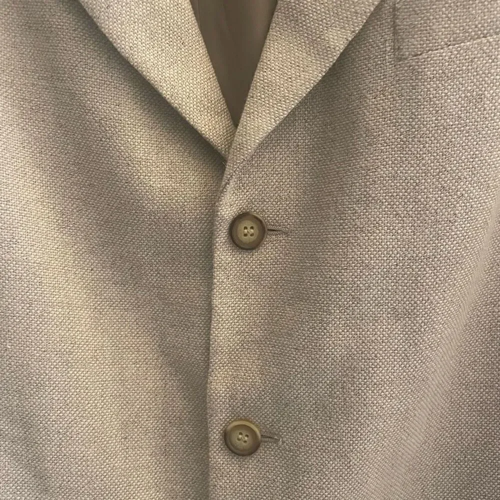 Vtg Structure Tan Khaki Linen Cotton Blend Blazer Jacket Sport Coat Men’s Sz XL